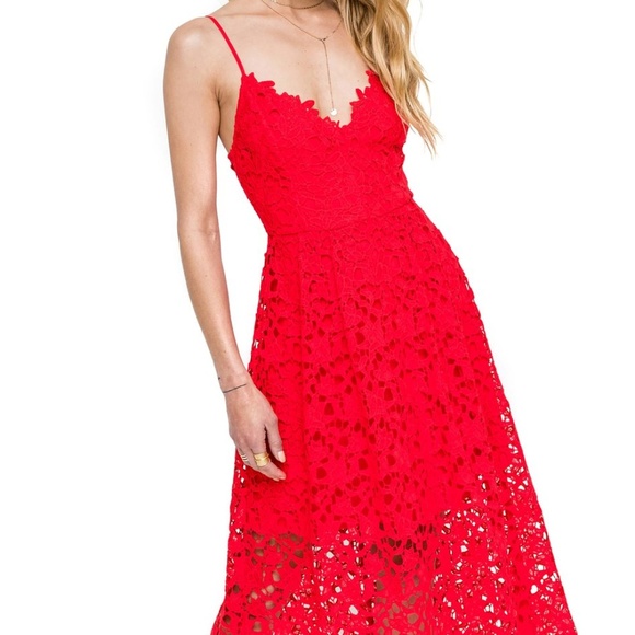 Astr Dresses The Label Lace Midi Dress Red Lipstick Sz M Poshmark